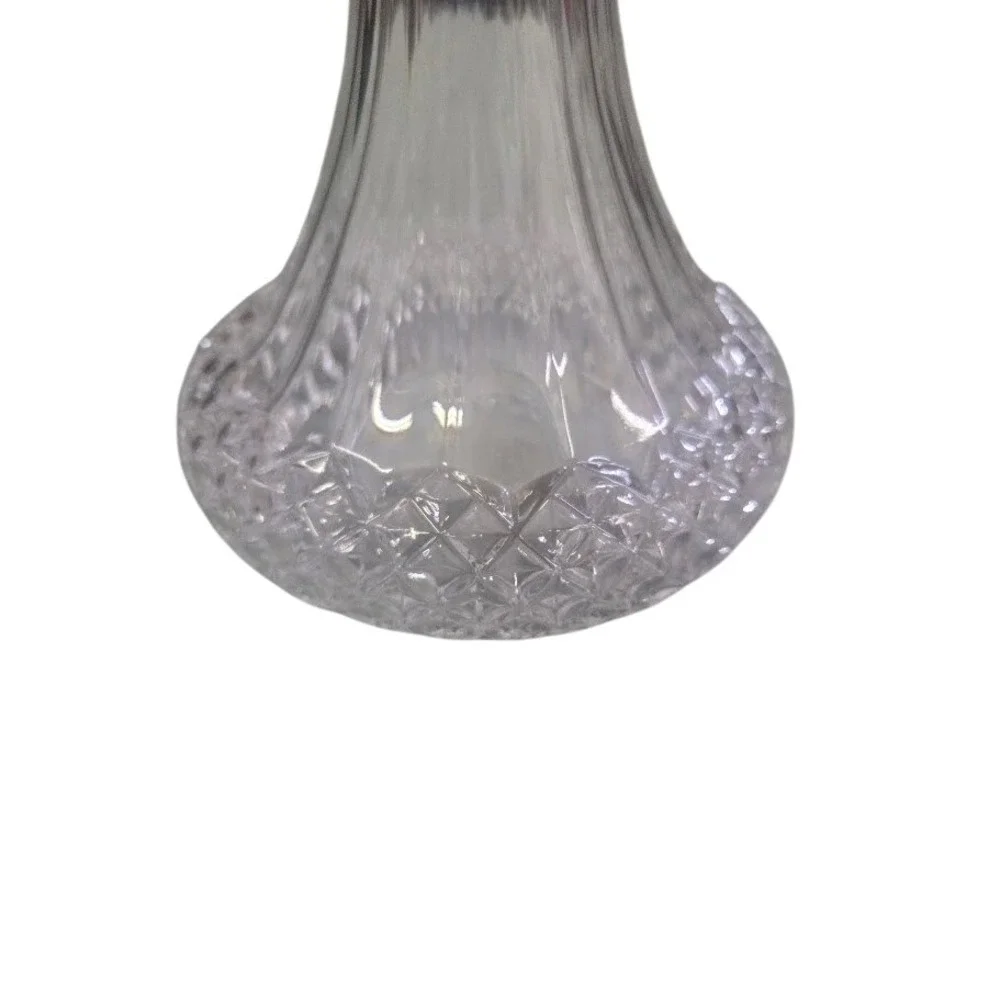 Vintage  Crystal D'Arques Wine Decanter with Stopper Diamond Pattern 9.5 Inch